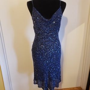 Scala Beaded Midnight Blue Cocktail Dress